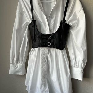 Pleated Waist Shirt Dress & belt accessory
